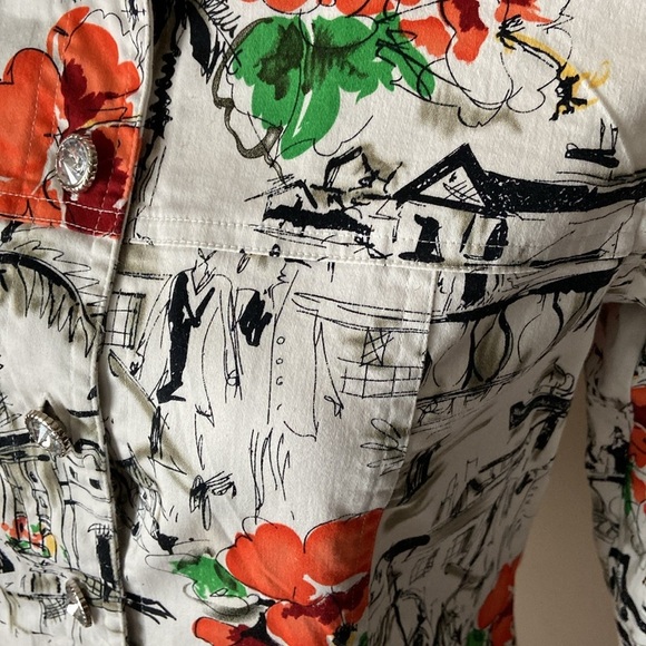 Susan Graver Style Women’s Black And White Floral Cotton Button Down Top Size XS - Picture 7 of 8